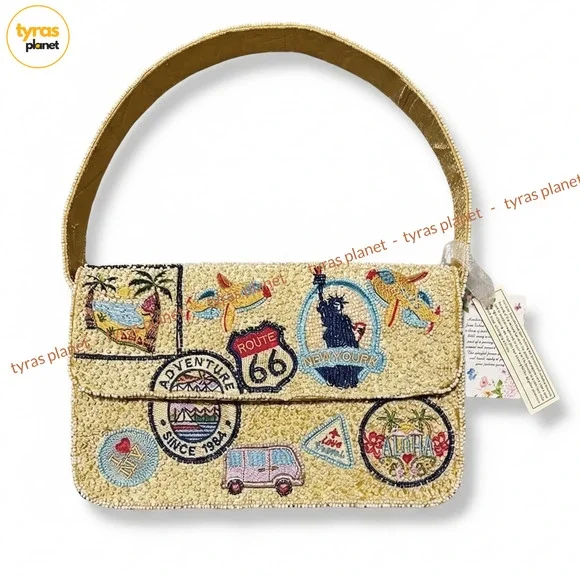 World Travel Beaded Handcrafted Made in India Bag Nwt - Picture 1 of 7